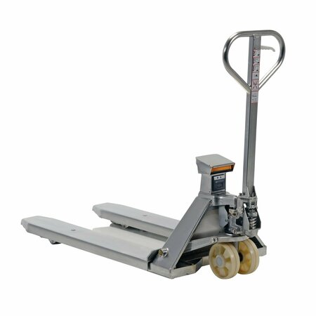 VESTIL Stainless Steel Pallet Jack With Scale 5000lb 27 x 48 PM-2748-SCL-LP-SS